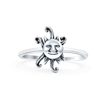Sun Oxidized Band Solid 925 Sterling Silver Thumb Ring (13mm)